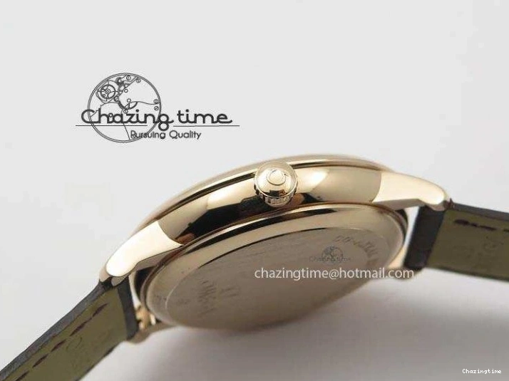 0422 TimelessDesign De Ville MK 1:1 Best Edition RG Black Dial On Black Leather Asian Seagull T1701 (Sec@6) 8236